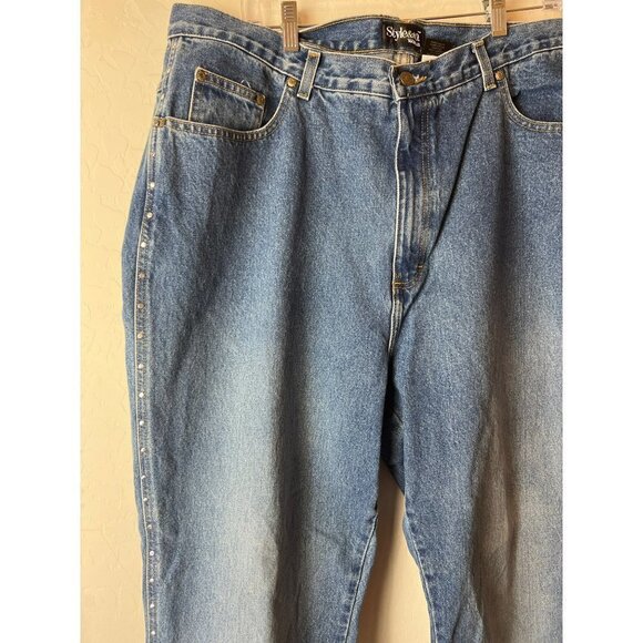 Style & Co. Women 100% Cotton Heavyweight Jeans Fully Studded Side Leg Sz 22WR - Picture 2 of 8